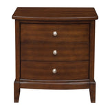 ZUN Dark Cherry Finish 1pc Nightstand of 3x Drawers Satin Nickel Tone Knobs Transitional Style Bedroom B01162463