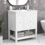 ZUN 30" Bathroom Vanity with Sink Top, Bathroom Vanity Cabinet with Two Doors and One Drawer, MDF WF317782AAK