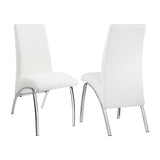 Set of 2 Leatherette Upholstered Side Chairs, White and Chrome B016P224568
