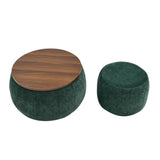 Round Storage Ottoman, 2 in 1 Function, Work as End table and Ottoman,with small W487P165701