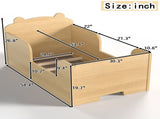 Toddler Floor Bed Frame, Cot Bed for Boys and Girls Ages 3-6, Bear Shape Toddler Bed,Natural W1580P373255
