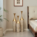 Floor metal vase modern style home woven pattern metal vase 3-piece set gorgeous home W2796P255611