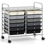 12-Drawer Rolling Storage Cart - 2-Row 10-Storey, Multicolor Drawers, 4 Wheels , -Gray 77795797