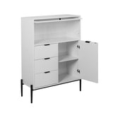 ZUN Sideboard with 3 Drawers ,1 door and 1 glass Door Wood Cabinet with Storage for Kitchen, Dining W409P153983