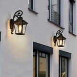 Outdoor Wall Lanterns 2-Pack, Black Waterproof Wall Sconce with Clear Glass Panels, Vintage Exterior W1340P239404