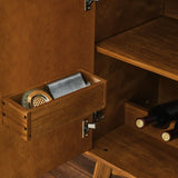 31.5" Liquor Cabinet with Wine Glass Holder & Wine Rack & Adjustable Shelf, Wine Cabinet, Kitchen W1801P195634