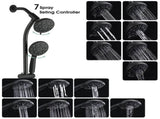 Drill-Free Stainless Steel Slide Bar Combo Rain Showerhead 7-Setting Hand, Dual Shower Head Spa W1219P155442