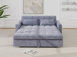 Corduroy Double Sleeper Sofa With Pull-Out Bed, 2 Pillows & Side Storage Pocket 33207990