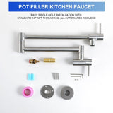 Pot Filler Faucet - Wall Mount Kitchen Sink Faucet Folding Stretchable with Single Hole Two Handles, W1243P324203