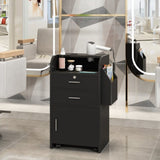Salon Beauty Cabinet, 3-Layer Rolling Trolley with Storage Drawer, Wheels and 2 Hair Dryer Holders, W2181P155883
