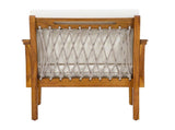 Outdoor Acacia Wood Club Chair with Handwoven Rope, Teak Finish N768P363953T