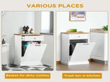 Kitchen Tilt Out Trash Bin Cabinet Free Standing Recycling Cabinet Trash Can Holder With Drawer, 77194873