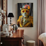 Abstract Art Wall Decor Stylish Cheetah in Leopard Print Suit with Sunglasses and Hat Featuring W3374P322233