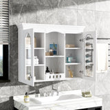 Wall Mounted Medicine Cabinet, Bathroom Wall Cabinet with 2 Glass Doors, Over The Toilet Space Saver N710P264313K