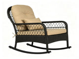 Heavy Duty PE Wicker Patio Rocking Chair 400LBS, Outdoor Rocker with Removable Washable Sponge 00723575