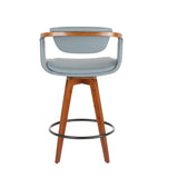 Oracle Mid-Century Modern Counter Stool in Walnut Bamboo and Grey Faux Leather by LumiSource B202P222094