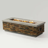 ZUN 60in Concrete Fire Pit Table with Stone Looks Propane Gas Fire Pit Table W853P232778