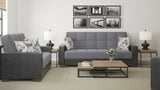 PrimeNest NimbusFlow Upholstered Convertible Sofabed with Storage, Grey/Black-PU Polyester B030P286521