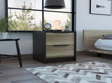 Black Wengue and Pine 2-Drawer Nightstand B06280501