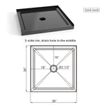 Goodyo 36"x36" Shower Base 3.5" Height Anti-slip Acrylic Center Drain Single Threshold Shower Basin D163114243