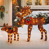 2-piece set lit moose Christmas decoration with LED lights 16393825