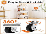 3 Tier Utility Rolling Cart, Metal Mobile Storage Shelf with Lockable Caster Wheels, Organization 84487008