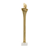 ZUN 5.5x5.5x28" Elongated Gold Roman Statue on White Marble Base W2078P172358