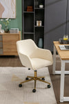 ZUN Modern Velvet Fabric Material Adjustable Height 360 revolving Home Office Chair with Gold Metal Legs 77112687