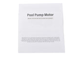 B2848 Swimming Pool Pump Motor 1HP 3450RPM Single Speed 56Y Frame Replacement for Pentair WhisperFlo 43585497