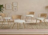 Wicker dining chairs - 4-piece set - Farmhouse soft padded cane back kitchen chair with sponge W3590P453802