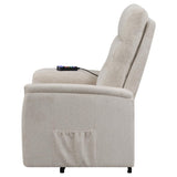 Beige Upholstered Power Lift Recliner with Storage Pocket B062P145449