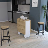 Gateleg Folding Table Space-Saving with Compact Design, White / Macadamia - Living Room B200137833
