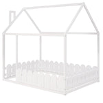 ZUN (Slats are not included) Full Size Wood Bed House Bed Frame with Fence,for Kids,Teens,Girls,Boys 06130531