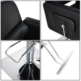 ZUN PVC Leather Cover Galvanized Square Plate With Footrest Reclining Barber Chair 300lbs Black HZ8897B 70318584