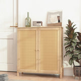 Mid-Century Modern Storage Cabinet with Woven Rattan Doors & Adjustable Shelves - Perfect for Living 09074771