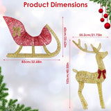 8 Modes Lighted Christmas Reindeer & Sleigh - 16.97ft Warm Yellow LED String Decoration, Sturdy 55354340