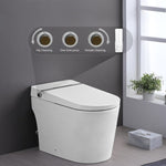 ZUN Smart Toilet Bidet Combo with Foot Sensor Open Cover/Seat, LED Display, Self-Cleaning Nozzle, Heated W1219P262970