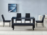 Simple Assembled Tempered Glass & Iron Dinner Table Black 00522385