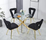 black and gold Modern chair with iron tube legs, soft cushions and comfortable backrest, W234P271308