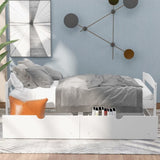 Twin size platform bed, with two drawers, white WF195910AAK