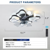 ZUN 19.7 Inch Light Ceiling with Lights Remote Control with Modern Butterfly Design Styling, Black, W1340103802