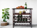 Solid Wood 18-Bottle Freestanding Wine Rack with Tabletop and Tray 88515684