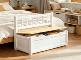 White 2-in-1 Wooden Toy Organizer Chest Storage Box with Seat Bench Safety Pneumatic Rod Chunk Cube 19866579