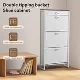 ZUN Shoe Storage Cabinet with 3 Flip Drawers&1 Drawer, Slim Freestanding Storage Racks for Entryway, W2948P245239