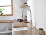 Kitchen Sink Faucet with Pull Out Sprayer Brushed Nickle,Stainless Steel High Arc 3 Way Setting 76791346