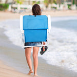 ZUN 56*60*63cm Load-Bearing 100kg Blue Oxford Cloth White Iron Frame Beach Chair 70107311