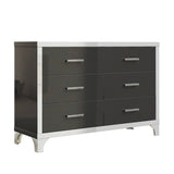 ZUN Elegant High Gloss Dresser with Metal Handle,Mirrored Storage Cabinet with 6 Drawers for N733P205355B