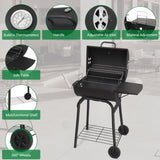 Charcoal Grills Outdoor BBQ Grill, Barrel Charcoal Grill with Side Table and Wheels, for Outdoor 49876379