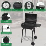 ZUN Charcoal Grills Outdoor BBQ Grill, Barrel Charcoal Grill with Side Table and Wheels, for Outdoor 49876379