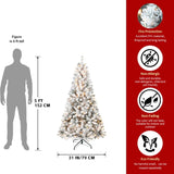 Artificial 5ft Flocked Christmas Tree with 407 PVC Branch Tips, 150L Warm white led, Round head, 58041602